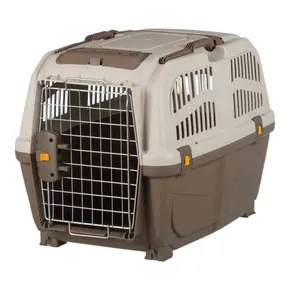 Transportná prepravka SKUDO 4, S-M, 48x51x68cm tmavo šedá/piesková (max. 30kg)